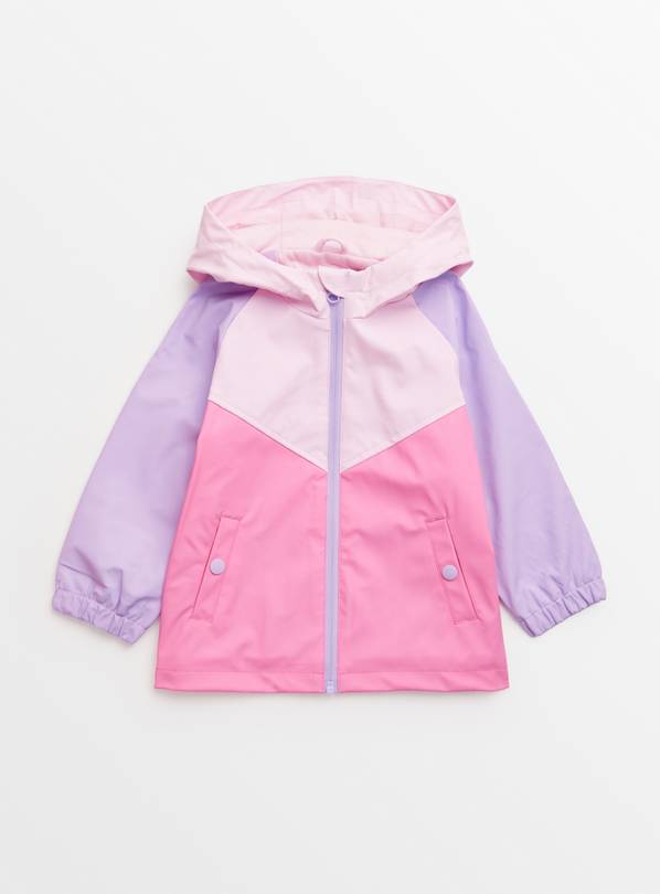 Pink Colour Block Rubberised Mac Coat 1-2 years